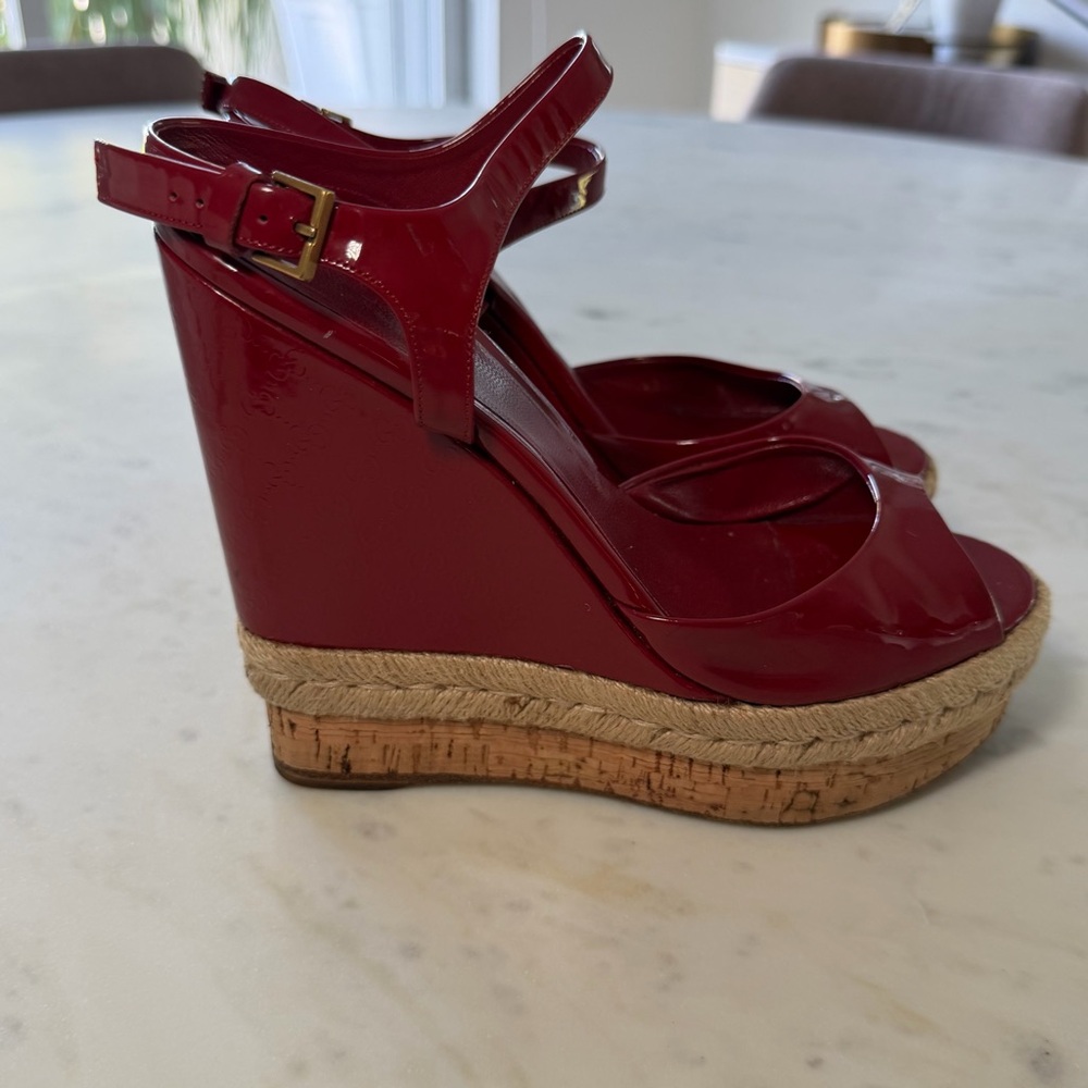 Red Wedge Sandals